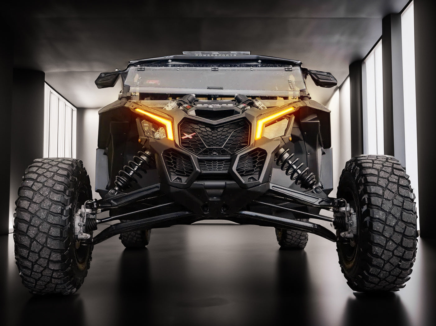 Accent lights installed on 2018+ Can Am Maverick X3 street-legal kit