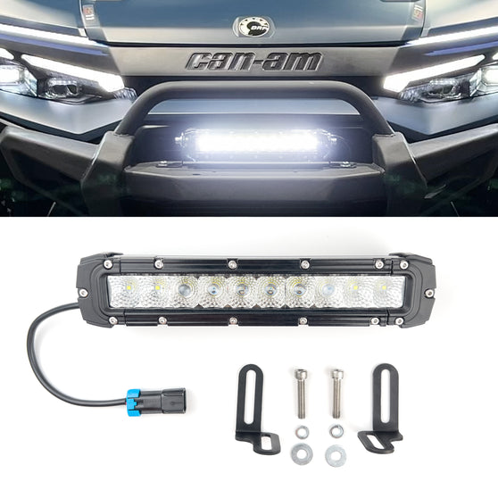Can-Am Defender HD11 with 10-inch LED light bar installed on front bumper