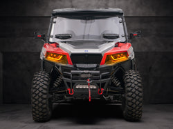 2018+ Polaris General sequential LED turn signal strips mounted on front of UTV