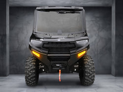 Sequential auxiliary turn signal lights installed on 2025+ Polaris Ranger XP 1000 Northstar front bumper