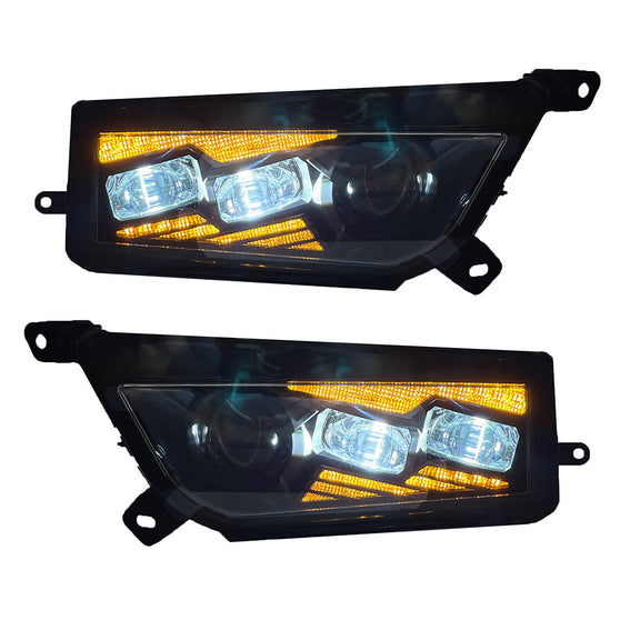 Polaris General replacement headlights turned on showing LED output
