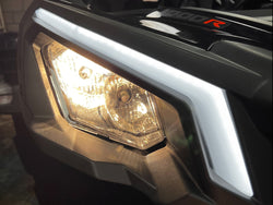 Signature replacement headlight with built-in turn signal installed on 2018+ Can Am Maverick X3